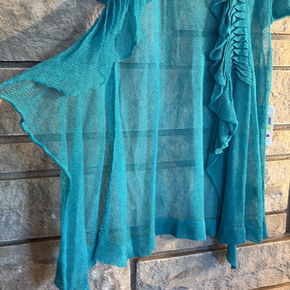 Turquoise Ruffled Cardigan - Picture 8 of 8